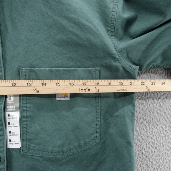 Carhartt Women Rugged Flex Loose Fit Heavyweight Duck Overshirt Green M NEW $80 - Picture 8 of 13